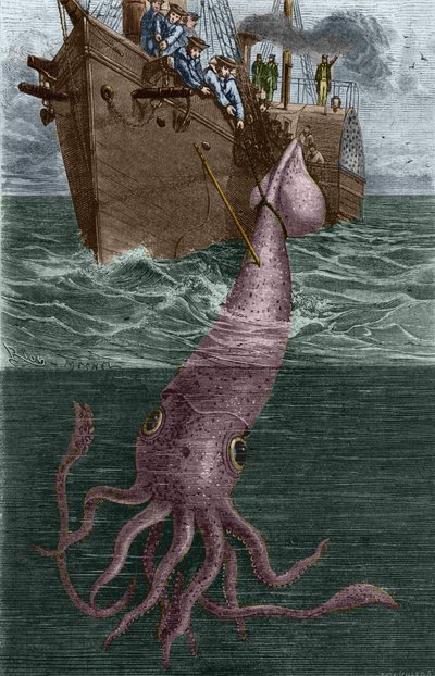 Pescando uma lula gigantesca pela corveta francesa l
