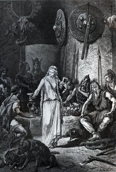 Fondation de Marseille, 600 AC: No dia da chegada dos marinheiros gregos, o chefe dos Nams organiza uma refeição durante a qual a sua filha Gyptis (ou Petta) deve escolher a sua esposa segurando-lhe uma taça. Os gregos foram convidados a participar do banq de Unknown artist