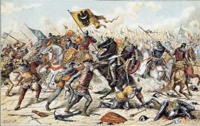 Guerra Franco-Inglesa (1202-1214): a Batalha de Bouvines em 27/07/1214 entre o exército francês de Philippe Auguste e os flamengos e galeses de Othon IV. A vitória francesa foi decisiva para o resultado da guerra. Século XIX. Paris, Musee de l