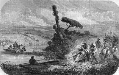 François 1ª troca pelos seus dois filhos reféns em Bidassoa 17/03/1526. Em "Histoire populaire de France", sd. circa 1885. Gravura. de Unknown artist