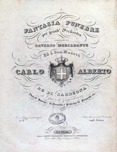Frontispice para Fantasia funebre, obra orquestral de Mercadante de Unknown artist