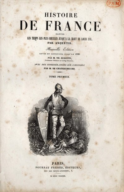 Frontispício do "Histoire de France" de Anquetil. 1838. de Unknown artist
