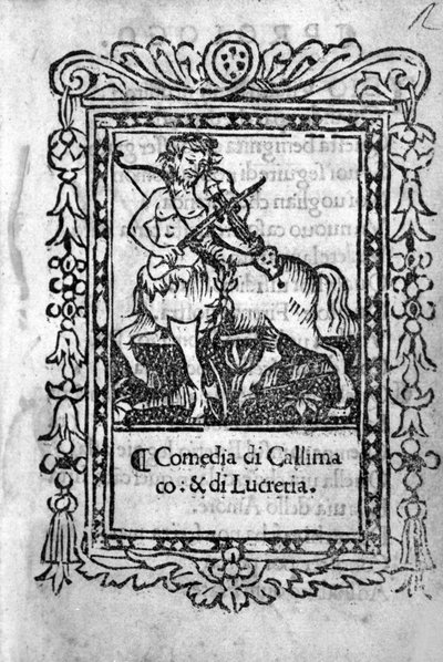 Frontispício da comédia "La Mandragola" de Niccolo di Bernardo dei Machiavelli (Nicolas Machiavel de Unknown artist