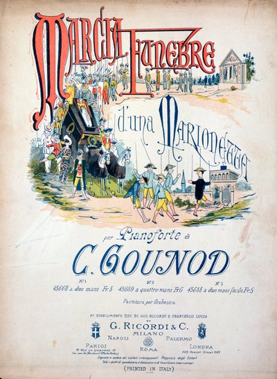 Frontispício da Marcha Funerária de um Marionete de Charles Gounod de Unknown artist