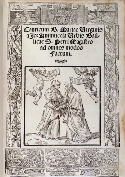 Frontispício da partitura musical do “” Cântico da Bem-Aventurada Virgem Maria ”” de Giovanni Animuccia de Unknown artist
