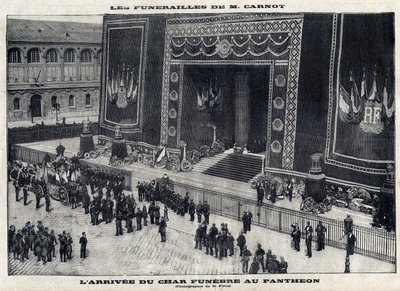 Funeral de Sadi Carnot (1837-1894), ex-presidente francês, no Pantheon de Paris. Chegada do tanque funerário. Gravura no "Le Parisien". de Unknown artist