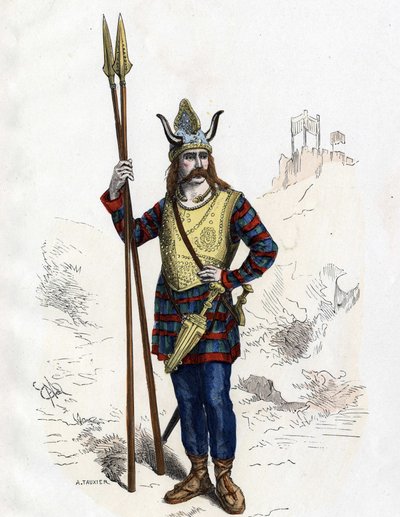 Líder galego perante a conquete romana - em "The Civil and Military Costumes of the French through the centuries Paris F. Roy 1882". de Unknown artist
