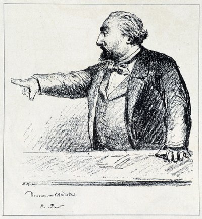 Gambetta a proferir o seu discurso sobre a Amnistia. de Unknown artist