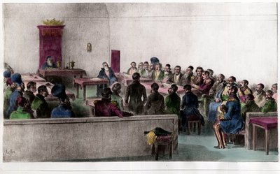 Assembléia Geral de Boyars (Boiard, Boiar), membros da aristocracia russa. Gravura do século XIX. Coleção privada. de Unknown artist