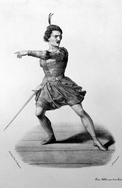 Gilbert-Louis Duprez (Gilbert Louis) no papel de Arnoldo na ópera "Guillaume Tell" (Guillaume Tell) de Gioacchino Rossini de Unknown artist
