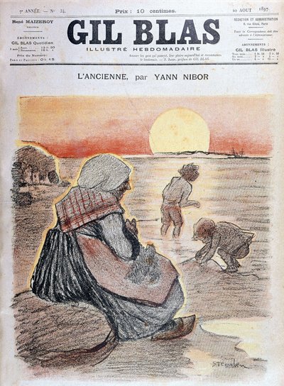 Avó e crianças ao sol poente, "Gil Blas" 20 de Agosto de Unknown artist