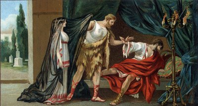 Grandes tragédias gregas: "Alceste", de Eurípedes. Apolo havia obtido dos Parques que Admete, rei de Feres, que lhe era querido, não morreria se, no dia de suas trepas, alguém consentisse em morrer por ele. A esposa de Admete, Alceste, levantou-se para o s de Unknown artist