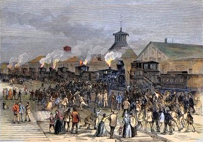 Grande greve ferroviária em 1877, Bloqueio de motores em Martinsburg, Virgínia Ocidental de Unknown artist
