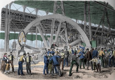 Greve du Creusot. Um conciliável de trabalhadores nas oficinas, no momento do pagamento. Século XIX. de Unknown artist