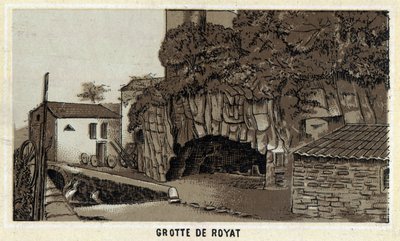 Grotte de Royat (Puy-de-Dome e a região de Auvergne). Cromolitografia do final do século XIX. de Unknown artist