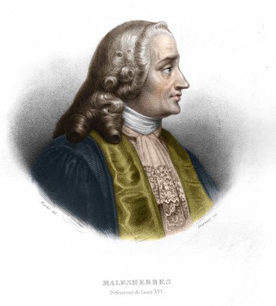 Guillaume Chretien (Guillaume-Chretien) de Lamoignon de Malesherbes (1721-1794). Político francês. Gravura a partir de 1852 de Unknown artist