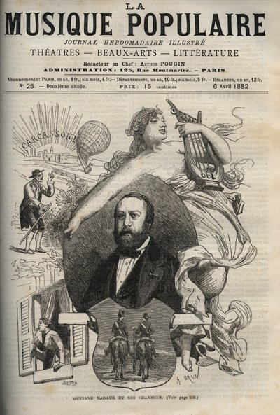 Gustave Nadaud (1820-1893), compositor francês e suas canções - gravação em "La musique populaire" ilustre jornal semanal - 1882 de Unknown artist