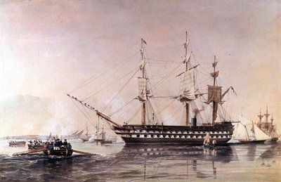 HMS Agamemnon 91 armas a Royal Navy - O navio HMS Agamemnon de segunda linha construído para a Royal Navy em 1852 - de Unknown artist