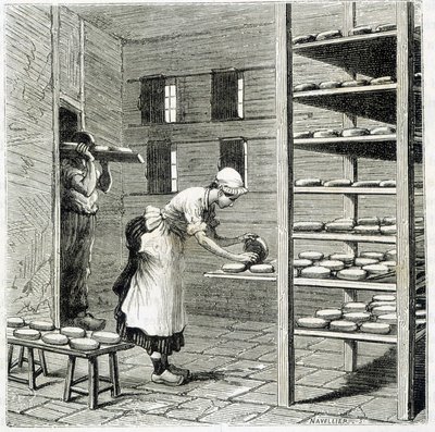 Haloir (ou secador) para o fabrico de queijo camembert - em "As maravilhas da indústria" de Louis Figuier de Unknown artist