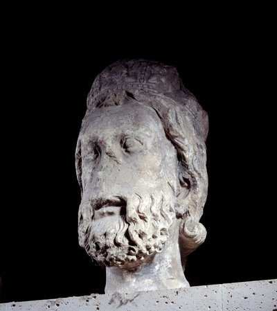 Chefe do Rei de Judá da Catedral de Notre Dame de Paris. Por volta de 1220-1230 Paris, Museu Nacional da Idade Média, Termas de Cluny de Unknown artist