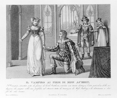Vingança celestial - de acordo com o novo "O Vampiro" atribuído primeiro a Lord Byron (1788-1824), poeta inglês. depois ao seu secretário Polidori. 1816. de Unknown artist