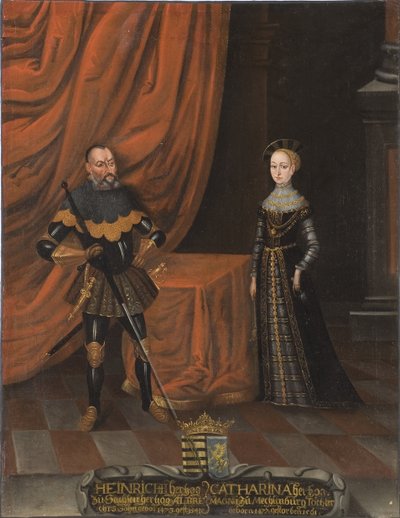 Henri IV de Saxe, dit le Pieux et Catherine de Mecklembourg - Duque Henrique o Pio (1473-1541) e Duquesa Catherine de Mecklenburg (1487-1561), Anónima . Óleo sobre tela. Dimensão : 101,5x79 cm. Nationalmuseum Estocolmo de Unknown artist