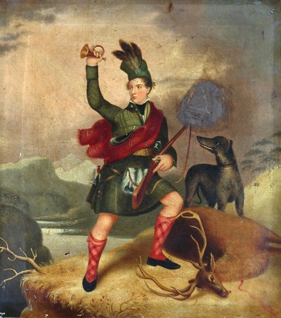 Caçador das Terras Altas com Cão e Veado Morto, c.1850 de Unknown