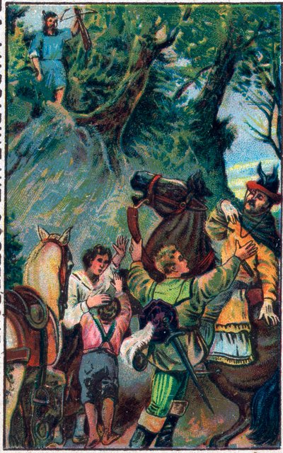 História de Guillaume Tell (William Tell) (heróis lendários da independência suíça): a morte de Gessler. Cromolitografia do final do século XIX. de Unknown artist
