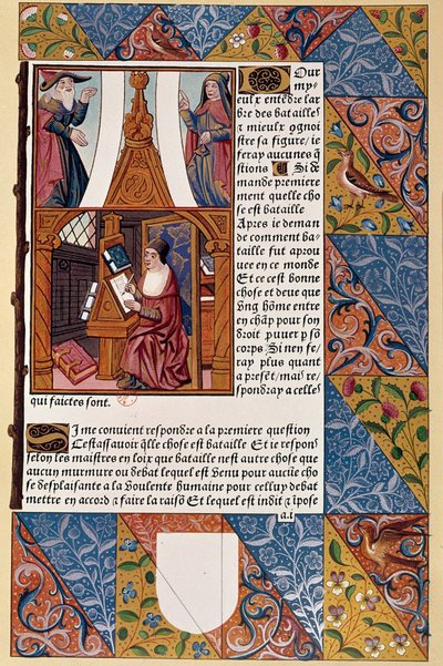 História da impressão: o editor Antoine Verard (? -1513) que compõe o seu livro. A partir de um manuscrito de 1494. de Unknown artist
