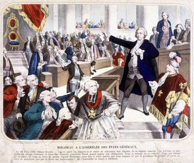 Honore Gabriel (Honore-Gabriel) Riqueti, Conde de Mirabeau (1749-1791) na assembleia dos États Génales: "Vai e diz ao teu mestre que estamos aqui pelo poder do povo e que eles só nos serão tirados pela força das baionetas" no dia 23 de Novembro de 1749-179 de Unknown artist