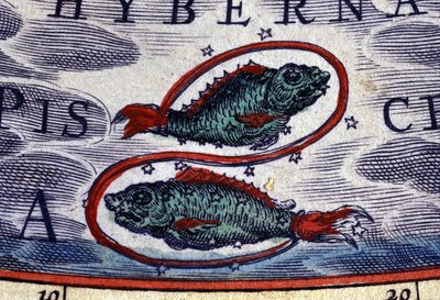 Horóscopo: signo do zodíaco, Peixes. Gravura do século XVI. de Unknown artist