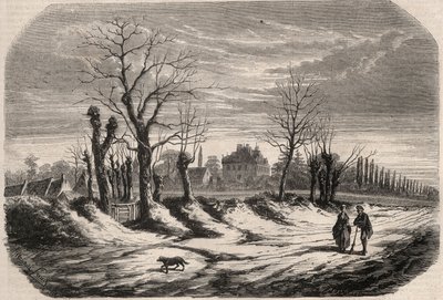Casa de George Sand (1804-1876) (Aurore Dupin), Baronesa Dudevant a Nohant Vic (Nohant-Vic) no Indre (36). Gravura em "Le Monde illustrious" de 1857. Coleção privada. de Unknown artist