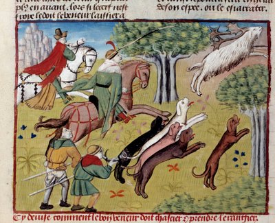 Como caçar o veado miniatura de "O livro de caça" de Gaston III Phoebus, Conde de Foix, Senhor de Bearn (1331-1391) de Unknown artist