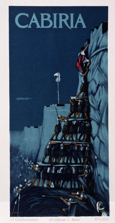Torre humana, cartaz de "Cabiria", filme de Giovanni Pastrone, também conhecido como Piero Fosco de Unknown artist