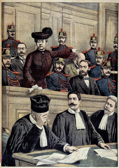 Caso Humbert: o julgamento de Therese Humbert (1856-1918), representada por um bandido francês, que fingiu ser a herança de um milionário americano. 1903 Coleção privada de Unknown artist