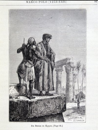 Ibn Battuta (1307-1377) no Egito - em "Discovery of the Earth" por Jules Verne de Unknown artist