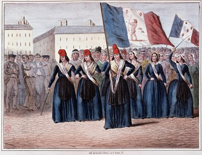 Icarianos, Vesúvios e outros cidadãos pedindo a abolição imediata dos maridos... dada a urgência de não prometer poder esperar até a Assembléia Constituinte (Revolução de 1848). de Unknown artist