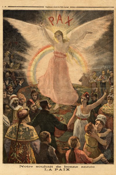 Ilustração para a saudação de Ano Novo de 1894, paz para todas as nações. Gravação no "Le petit journal" 1/01/1894. A coleção de Selva. de Unknown artist