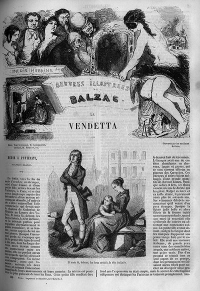 Ilustração de "La Vendetta", romance de Honore de Balzac (1799-1850). de Unknown artist