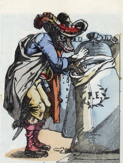 Ilustração do conto "Compere le Loup, Maitre Renard, Comere la Chevre et ses petits biquets" depois de uma fábula de Jean de la Fontaine. Em "Contos da casa para os pequenos". Gravura anónima do século XIX. de Unknown artist