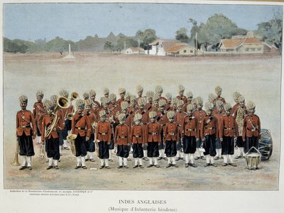 Banda de infantaria das Índias Inglesas - gravura, final do século XIX. de Unknown artist