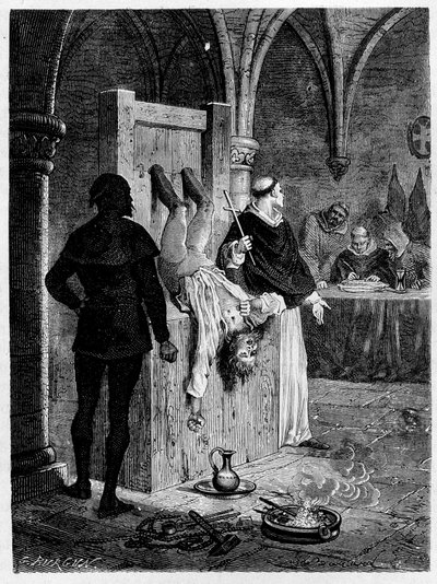 Cena de inquisição com tortura de Unknown artist