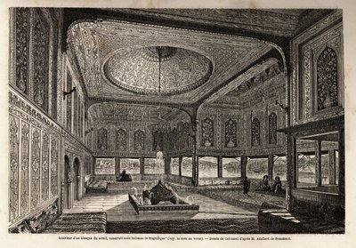 Dentro de um quiosque do serail em Constantinopla (atual Istambul), construído sob Soliman o Magnífico ou Suleyman 1º (1495-1566) de Unknown artist