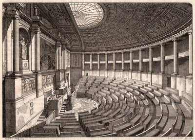 Vista interna da Câmara dos Deputados (Assembleia Nacional), anteriormente chamada Palais Bourbon, Paris, França de Unknown