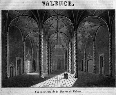 Vista interna da Bolsa de Valores de Valência, no século XIX. de Unknown artist