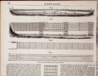 Projecto de ponte internacional sobre o Canal entre Calais e Dover - em "O Mundo Ilustrado" de 16/11/1867 de Unknown artist