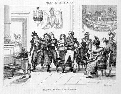 Entrevista de Joachim Murat (1767-1815) e Dumouriez (1739 - 1823) - Gravura do século XIX. de Unknown artist