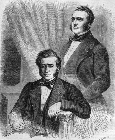 Isaac e Jacob Emile Pereire, homens de negócios franceses, fundadores da Société de crédit mobilier (1852). de Unknown artist