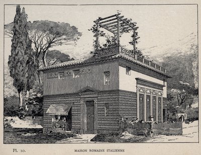 Casa romana italiana - gravura de 1889 em "Histoire de habitation humaine à l