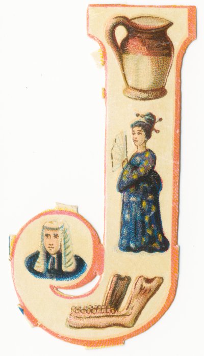 J: jar, japonês, mandíbula, juiz (cor lito) de Unknown artist